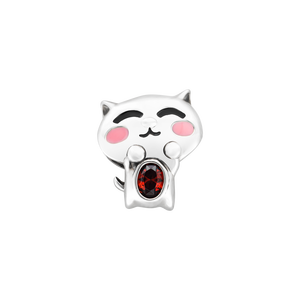 Hạt Charm xỏ Bạc đính đá DIY PNJSilver hình chú mèo đáng yêu 00XMZ060005