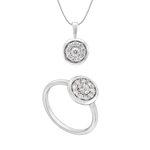 Bộ trang sức Kim cương Vàng trắng 14K PNJ 60594-60396