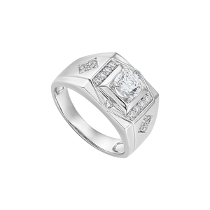 Nhẫn nam Vàng trắng 10K đính đá ECZ PNJ XMXMW000108