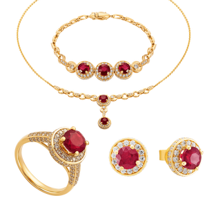 Bộ trang sức Vàng 18K đính đá Ruby PNJ 00301-00156