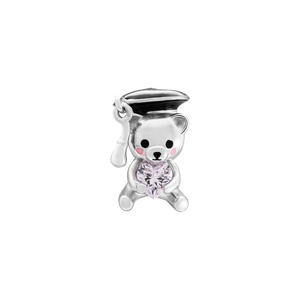 Hạt Charm Bạc đính đá hình gấu tốt nghiệp PNJSilver ZT00W060005
