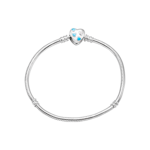 Lắc tay charm Bạc đính đá PNJSilver hình trái tim xanh XM00W060041