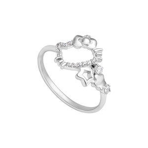 Nhẫn Bạc đính đá PNJ ❤️ HELLO KITTY XMXMW000144