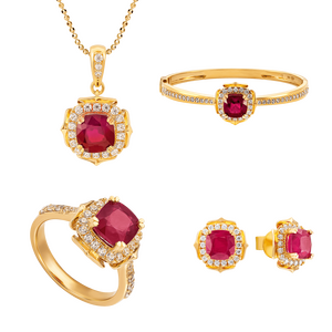 Bộ trang sức Vàng 18K đính đá Ruby PNJ 00305-00210