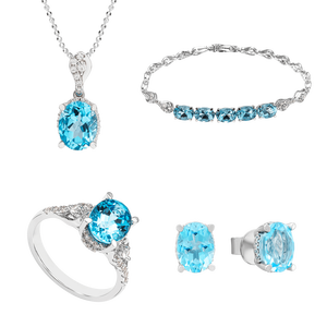 Bộ trang sức Vàng trắng 14K đính đá Topaz PNJ 00085-00198