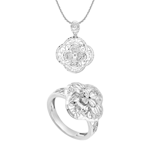 Bộ trang sức Vàng trắng Ý 18K PNJ 01656-00587