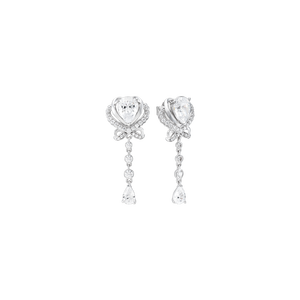 Bông tai cưới Vàng trắng 10K đính đá ECZ PNJ Trầu Cau XMXMW002845