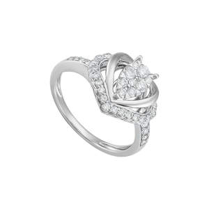 Nhẫn Kim cương Vàng Trắng 14K PNJ Trầu Cau DDDDW013301