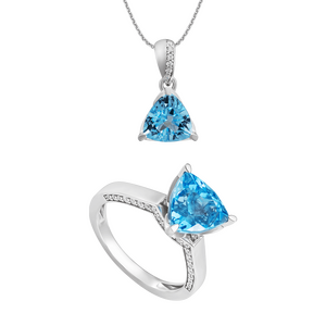 Bộ trang sức Vàng trắng 14K đính đá Topaz PNJ 00659-00418