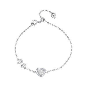 Lắc tay Bạc đính đá PNJSilver hình nơ và trái tim XMXMW060229