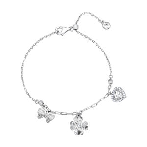 Lắc tay Bạc đính đá PNJSilver hình cỏ bốn lá XMXMW060230