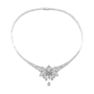 Dây cổ Kim cương Vàng Trắng 14K PNJ Trầu Cau DDDDW000764