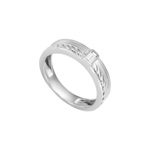 Nhẫn cưới nam Kim cương Vàng trắng 14K PNJ Trầu Cau DD00W005791