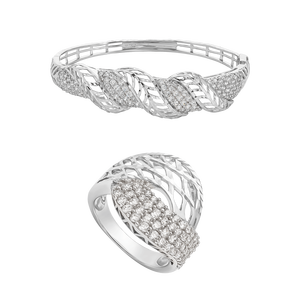 Bộ trang sức Vàng trắng Ý 18K đính đá CZ PNJ 00166-00667