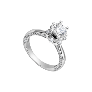 Nhẫn Kim cương Vàng Trắng 14K PNJ Trầu Cau DDDDW013307
