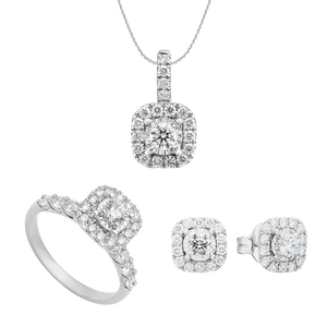 Bộ trang sức Kim cương Vàng trắng 14K PNJ 12604-04097