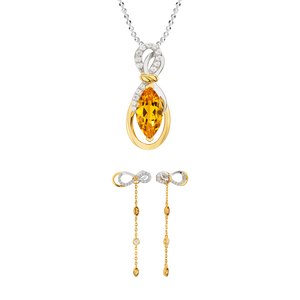 Bộ trang sức Vàng 18K đính đá Citrine PNJ 00011-00014