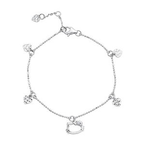 Lắc tay Vàng trắng Ý 10K đính đá ECZ PNJ ❤️ HELLO KITTY XM00W000435