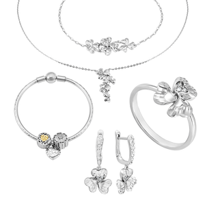 Bộ trang sức Vàng trắng Ý 18K đính đá ECZ PNJ 02399-04019