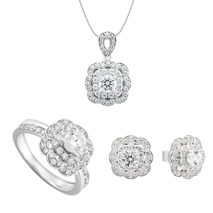 Bộ trang sức Vàng trắng 14K đính đá ECZ PNJ 02757-05166