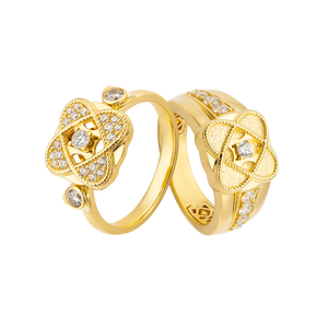 Cặp nhẫn Vàng 14K đính đá ECZ PNJ 10544-10545