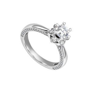 Nhẫn cưới Kim cương Vàng trắng 14K PNJ Trầu Cau DDDDW013300