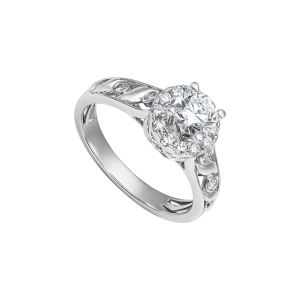 Nhẫn cưới Kim cương Vàng trắng 14K PNJ Trầu Cau DDDDW013389