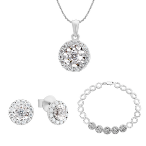 Bộ trang sức Vàng trắng Ý 18K đính đá CZ PNJ 00454-00064