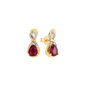 Bông tai Vàng 18K đính đá Ruby PNJ Family Infinity RBXMC000008