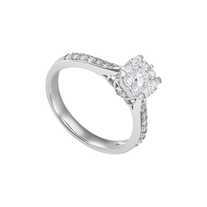 Nhẫn cưới Kim cương Vàng trắng 14K PNJ Trầu Cau DDDDW012799