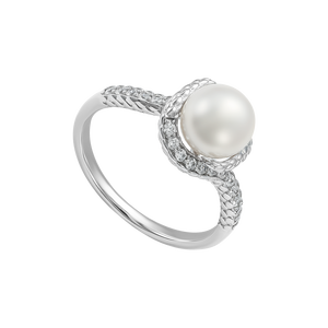 Nhẫn Vàng trắng 10K đính ngọc trai Akoya PNJ PAXMW000189