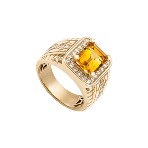 Nhẫn nam Vàng 18K đính đá Citrine MANCODE by PNJ Vương Xà Trấn Bảo CTXMY000668