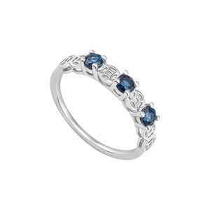 Nhẫn Vàng trắng 14K đính đá Sapphire PNJ SP00W000098