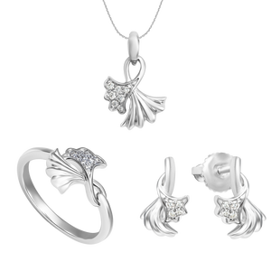 Bộ trang sức Kim cương Vàng trắng 14K PNJ 60417-60617