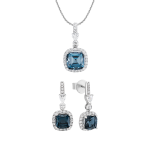 Bộ trang sức Vàng trắng 14K đính đá Topaz PNJ 00283-00445