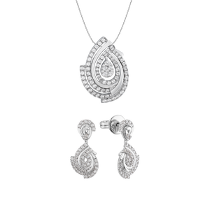 Bộ trang sức Vàng trắng 10K đính đá ECZ PNJ 60132-60827