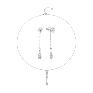 Bộ trang sức Vàng trắng 10K đính đá ECZ PNJ 60871-60315