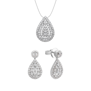 Bộ trang sức Vàng trắng 10K đính đá ECZ PNJ 60872-60828