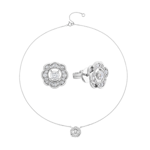 Bộ trang sức Vàng trắng 10K đính đá ECZ PNJ 60874-60316