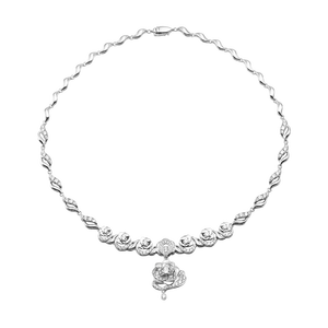 Dây cổ Vàng trắng 14K đính đá ECZ PNJ Audax Rosa XMXMW000521