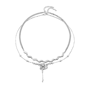 Dây cổ Vàng trắng 14K đính đá ECZ PNJ Audax Rosa XMXMW000523