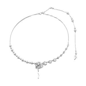 Dây cổ Vàng trắng 14K đính đá ECZ PNJ Audax Rosa XMXMW000526