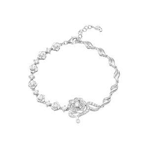 Lắc tay Vàng trắng 14K đính đá ECZ PNJ Audax Rosa XMXMW000679