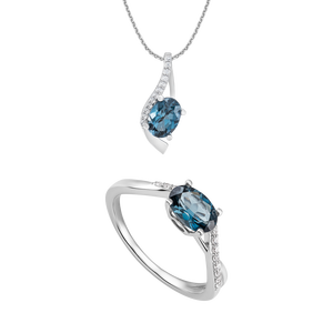 Bộ trang sức Vàng trắng 14K đính đá Topaz PNJ 00764-00446