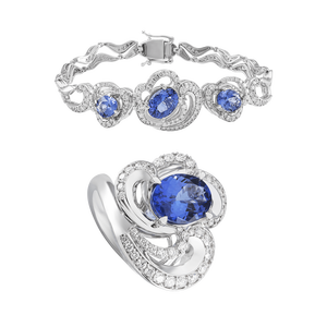Bộ trang sức Vàng trắng 14K đính đá Tanzanite PNJ 00055-00001