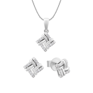 Bộ trang sức Kim cương Vàng trắng 14K PNJ 60200-60085