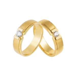 Cặp nhẫn cưới Vàng 18K đính đá ECZ PNJ Chung Đôi 00878-00877
