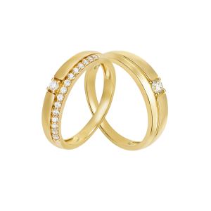 Cặp nhẫn cưới Vàng 18K đính đá ECZ PNJ 01806-00895