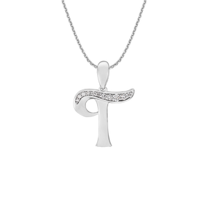 Mặt dây chuyền Kim cương Vàng Trắng 14K PNJ chữ T DDDDW002577