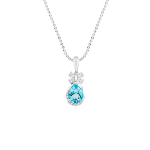 Mặt dây chuyền Vàng trắng 14K đính đá Topaz PNJ Nụ Tầm Xuân TPXMW000383